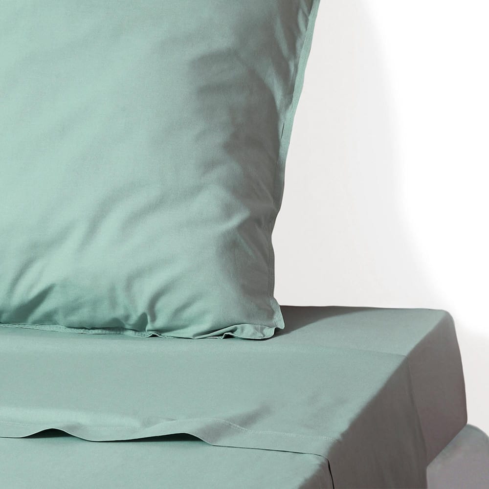 Drap plat coton lavé 270x300 vert céladon