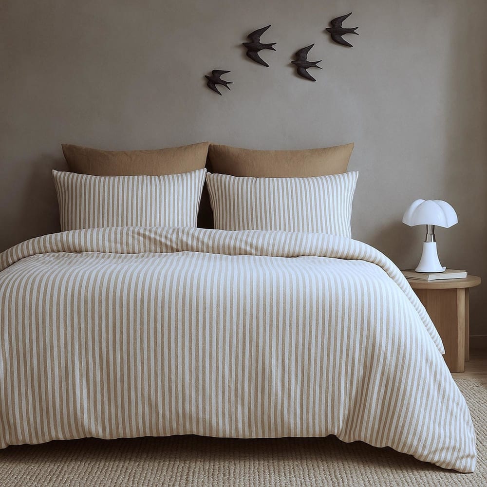 Parure + taies 65x65 coton lavé noisette 240x220+2(65x65)