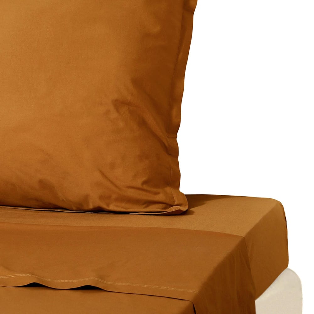Drap plat percale de coton 270x300 caramel