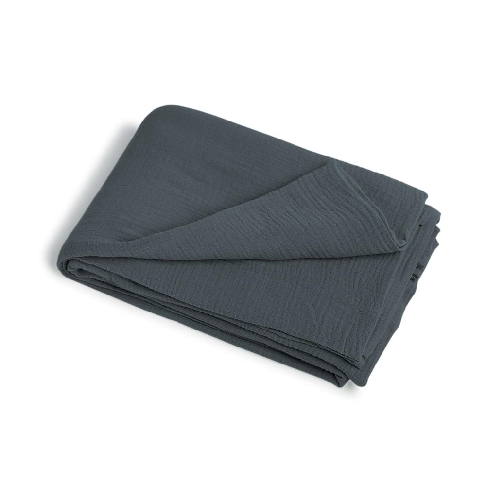 Drap plat gaze de coton 240x300 bleu orage — vue 3