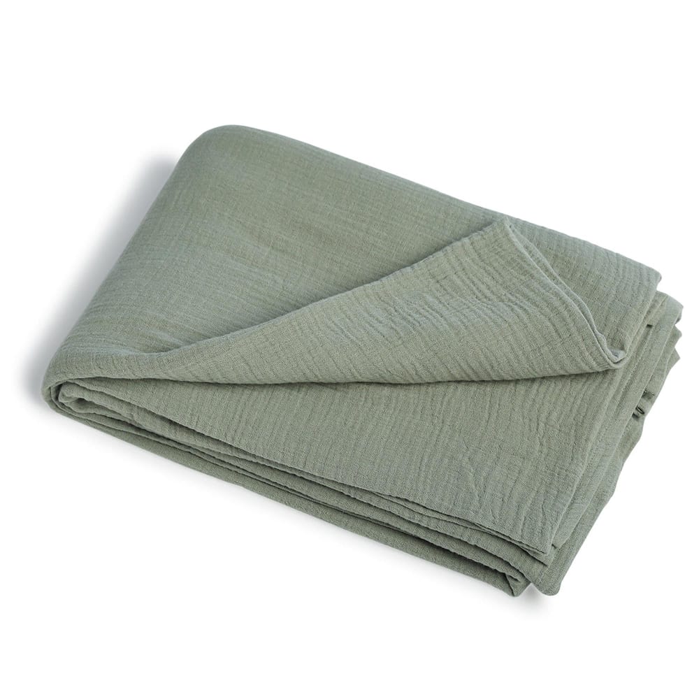Drap plat gaze de coton 270x300 vert céladon — vue 3