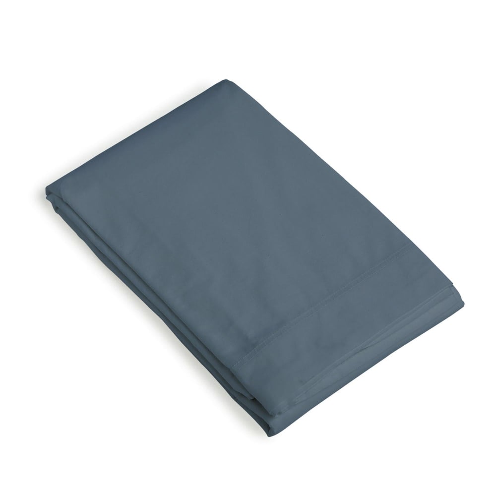 Drap plat percale de coton 270x300 bleu denim — vue 3
