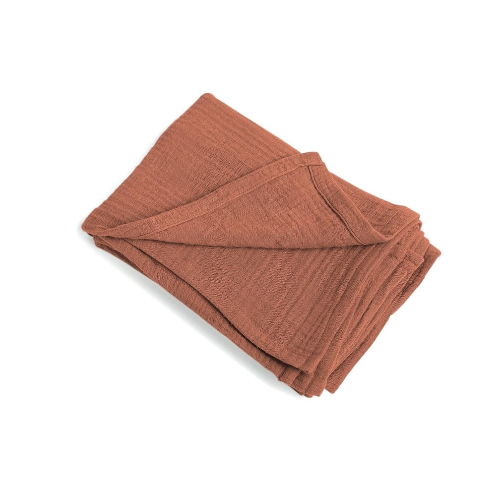 Drap plat gaze de coton 270x300 rouge toscane — vue 3