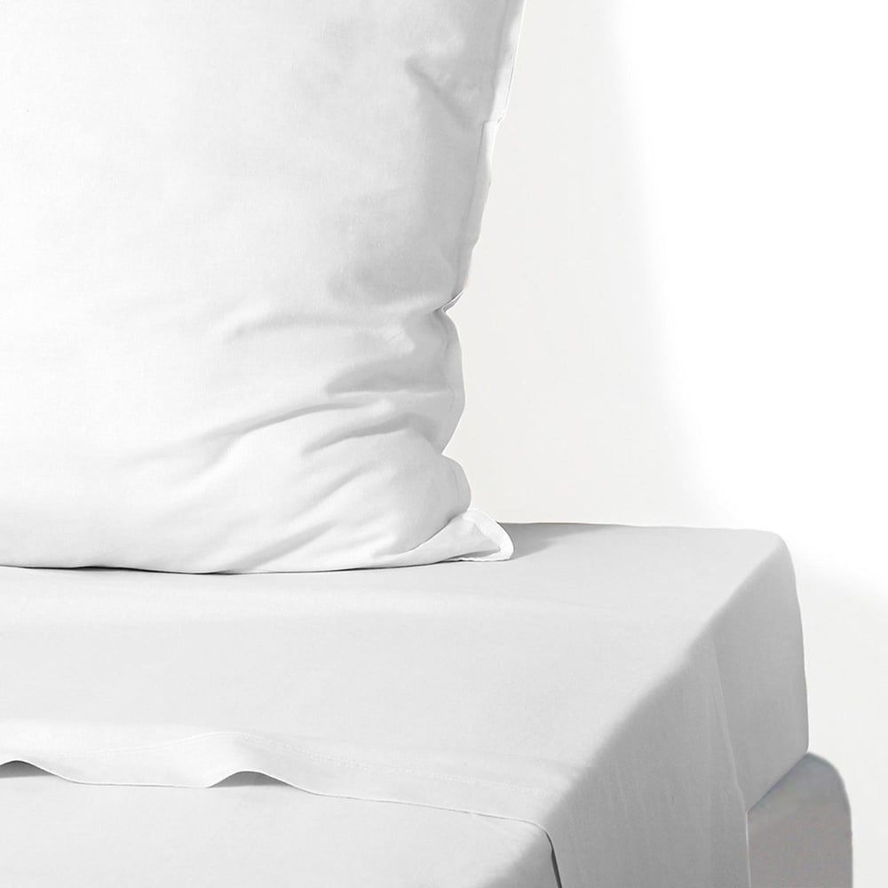 Drap plat percale de coton blanc 270x300