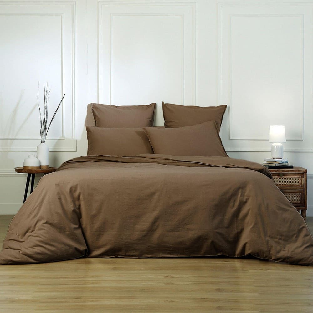 Parure + taies 65x65 - noisette