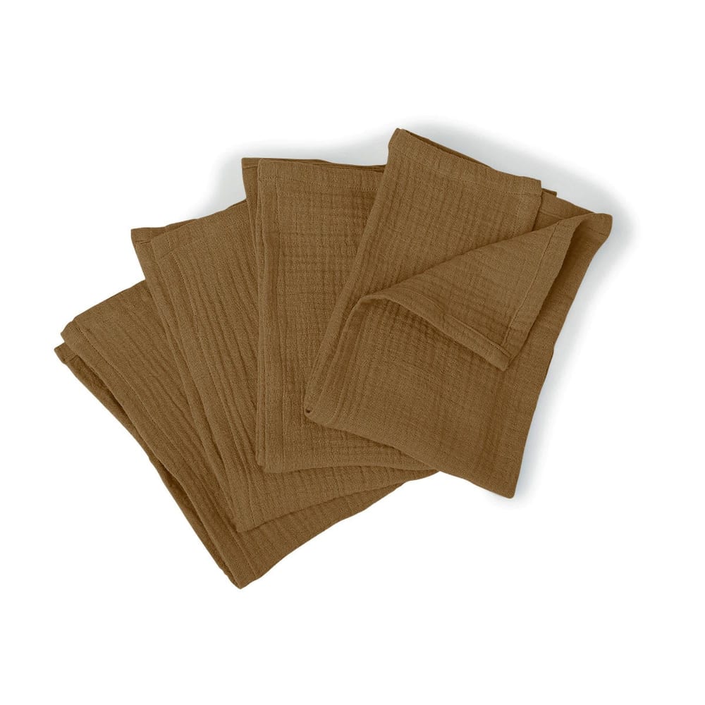 Lot de 4 serviettes de table gaze de coton 40x40 noisette