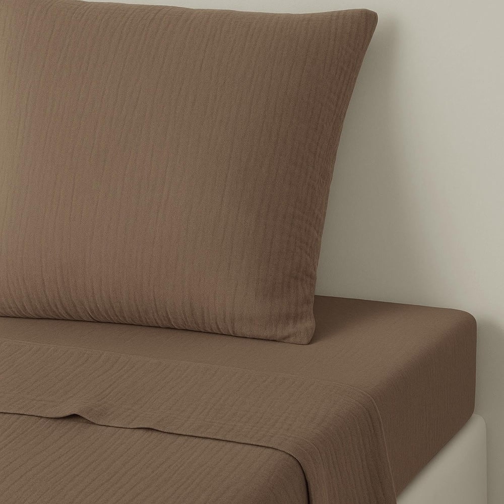 Drap plat gaze de coton noisette 240x300