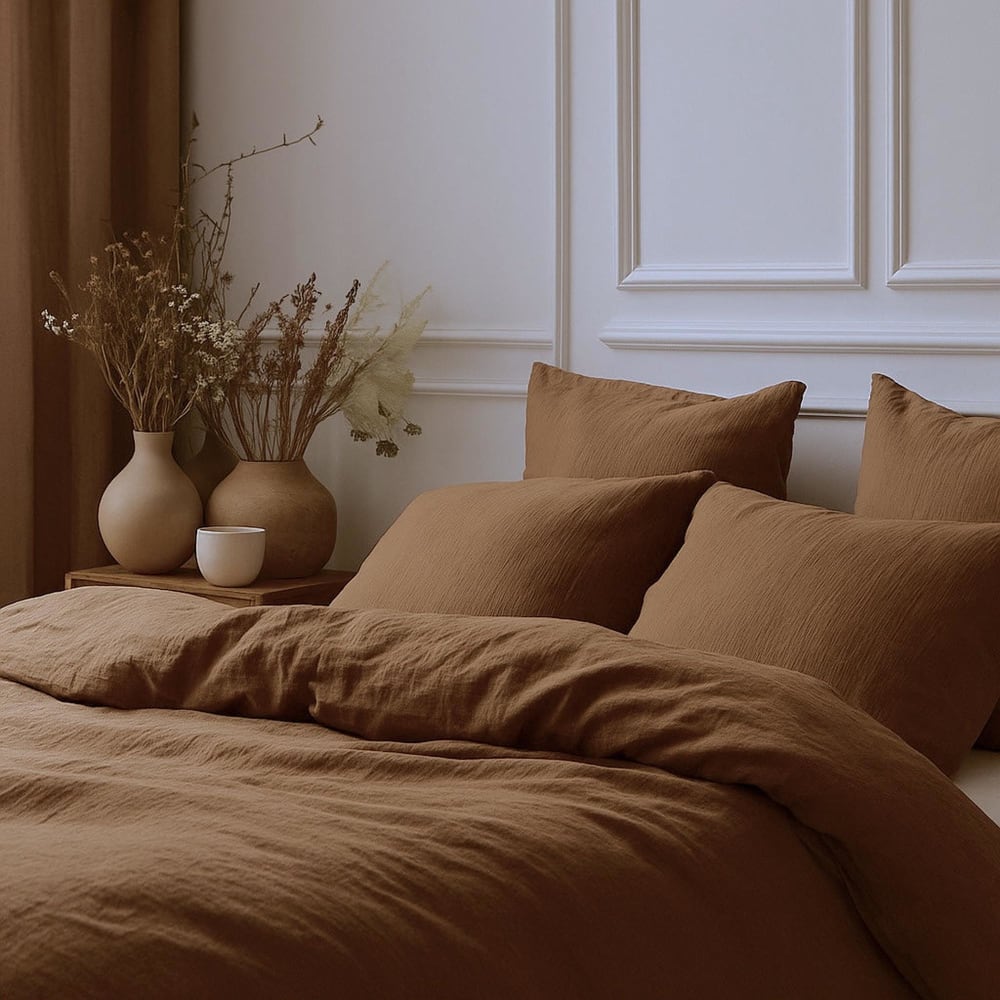 Drap plat gaze de coton 270x300 noisette — vue 4