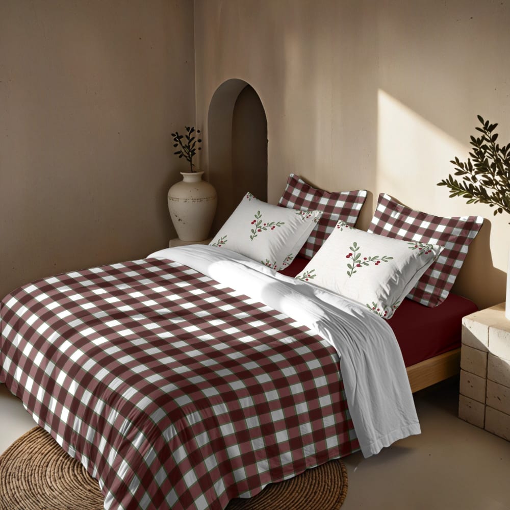 Housse de couette 100% coton rouge et blanc 260x240 cm — vue 3