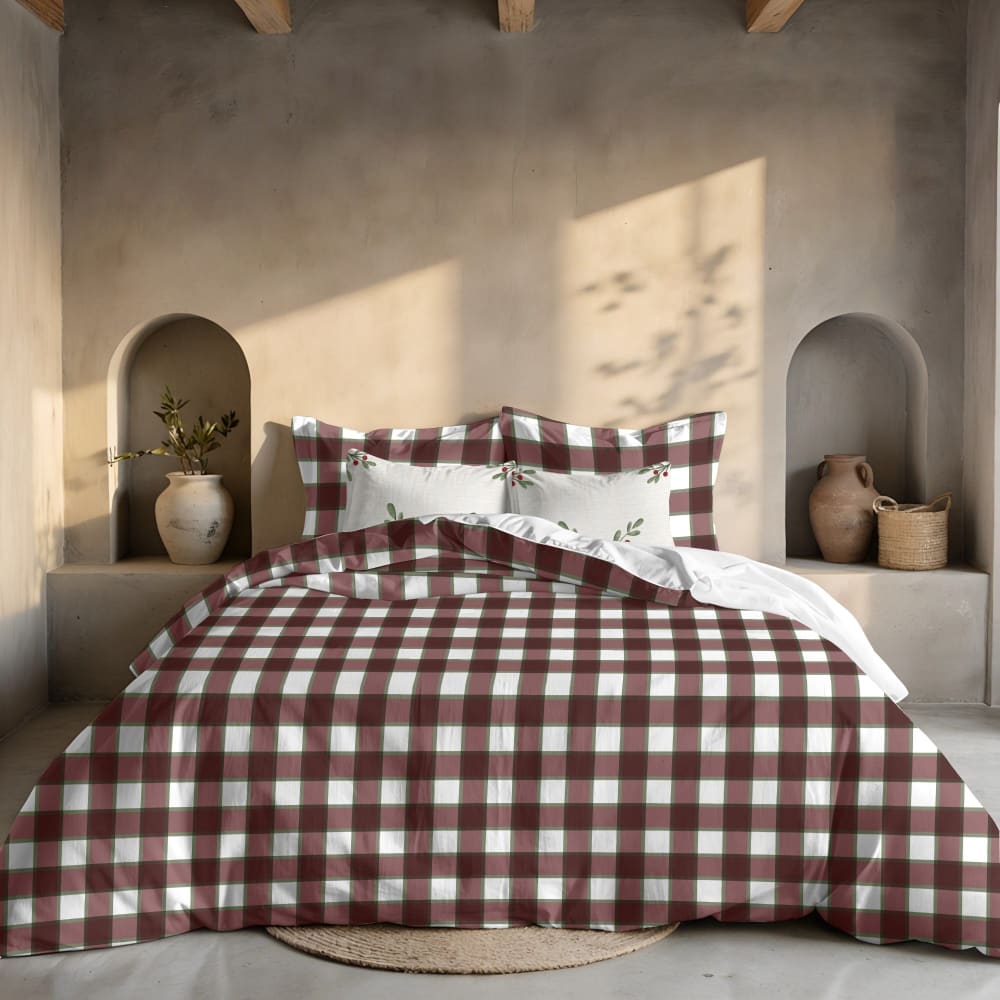 Housse de couette 100% coton rouge et blanc 260x240 cm — vue 4