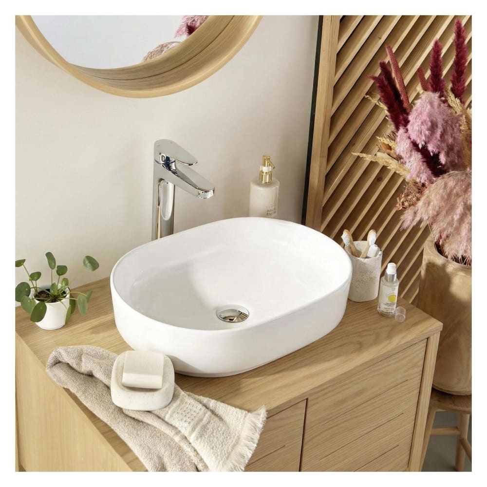 Vasque à poser  ovale en céramique blanche 37x50,5cm