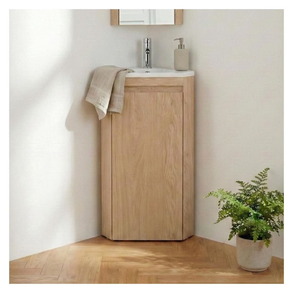 Meuble lave-mains d'angle  avec vasque en résine