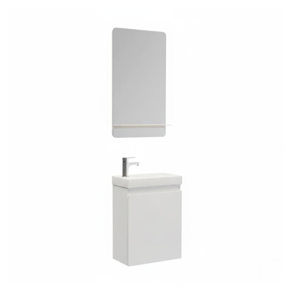 Meuble lave-mains  + robinet chromé + miroir rectangulaire