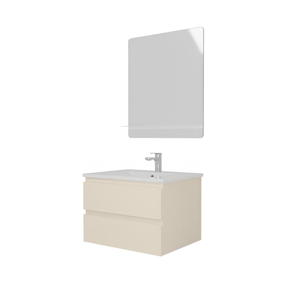 Ensemble meuble simple vasque  60 cm + robinet + miroir
