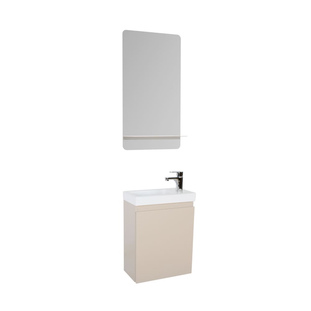 Meuble lave-mains  + robinet chromé + miroir rectangulaire