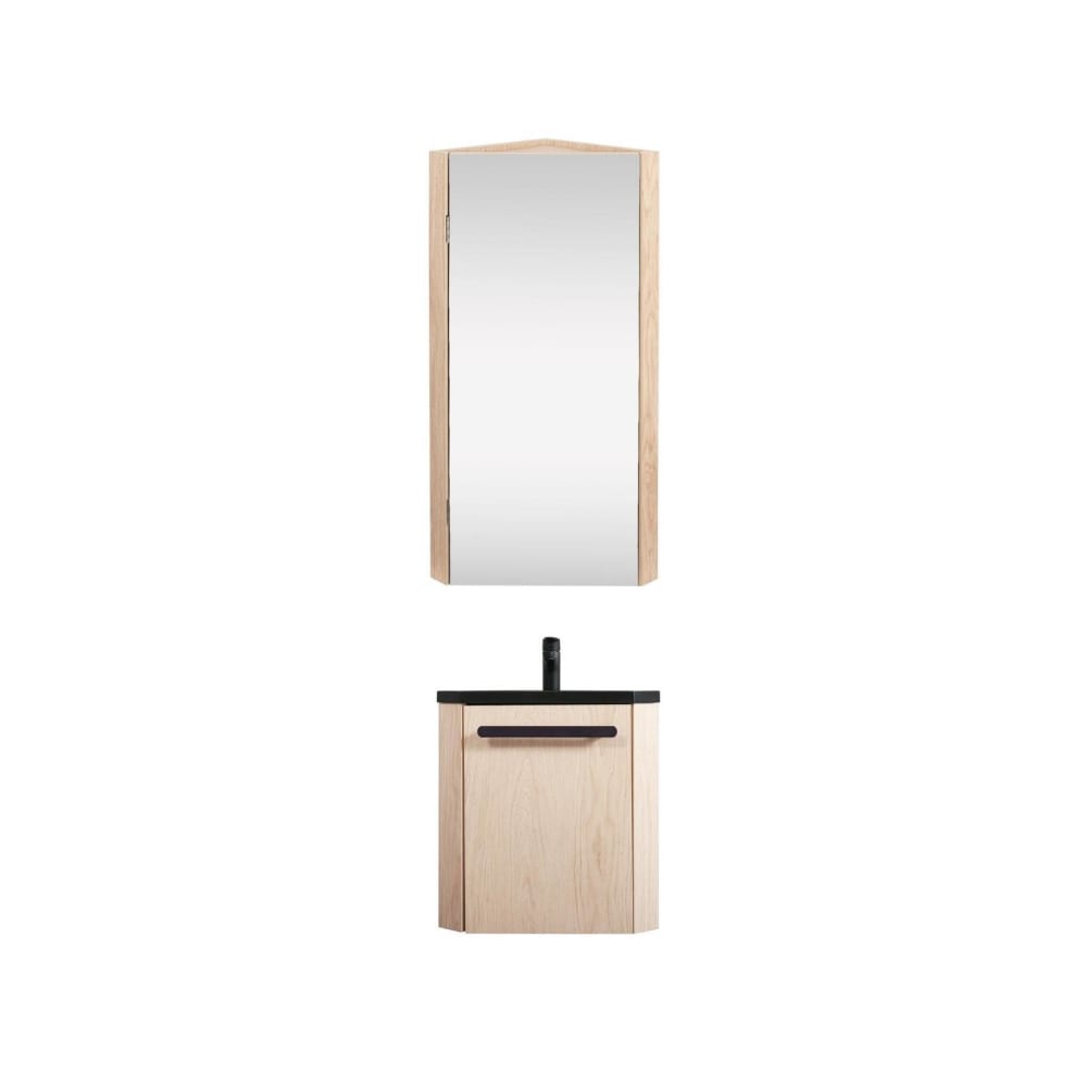 Ensemble lave-mains angle  avec robinet et armoire
