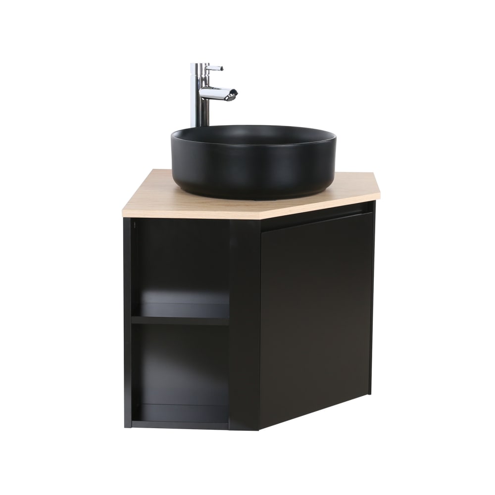 Ensemble meuble sous vasque d'angle  + vasque noire