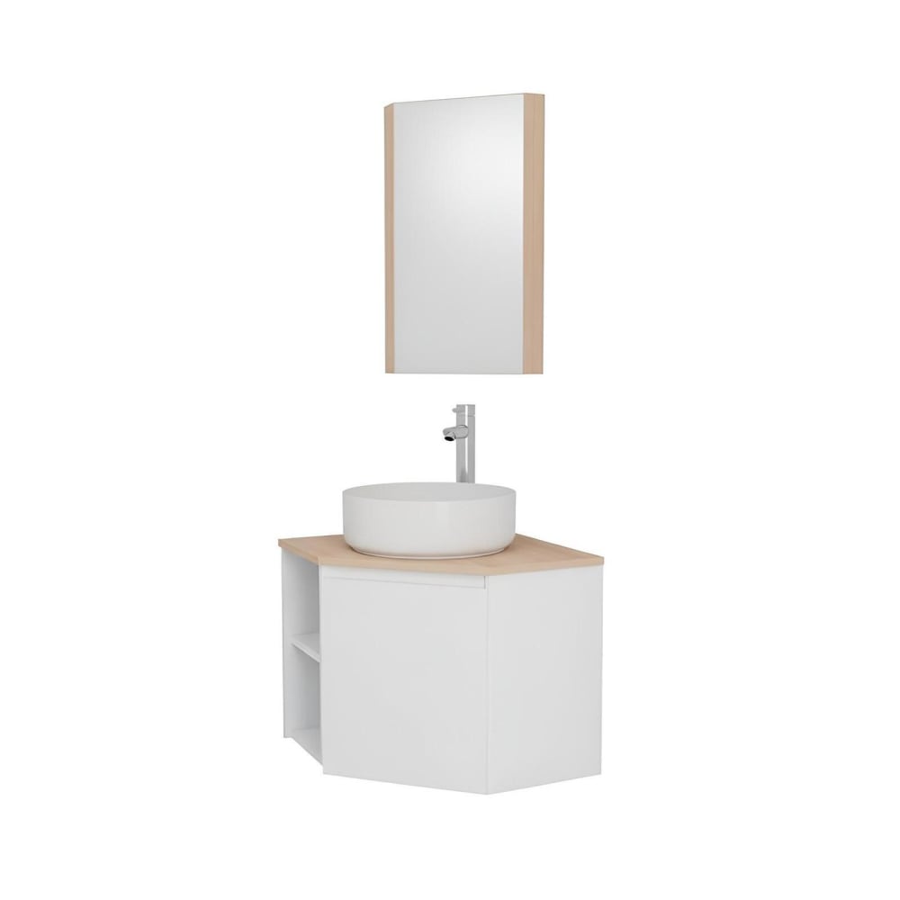 Meuble sous vasque d'angle avec vasque, robinet et armoire SORRENTO