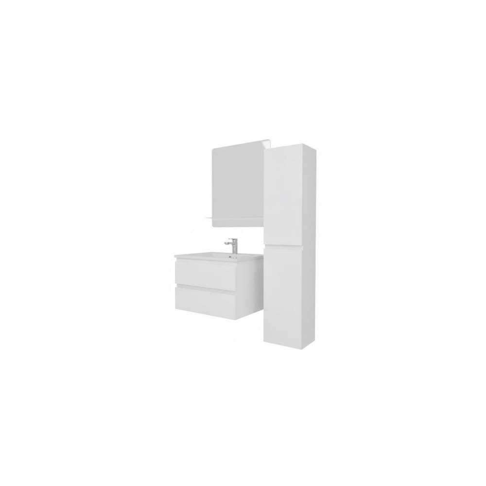 Ensemble meuble simple vasque  60 cm + robinet + miroir + Colonne