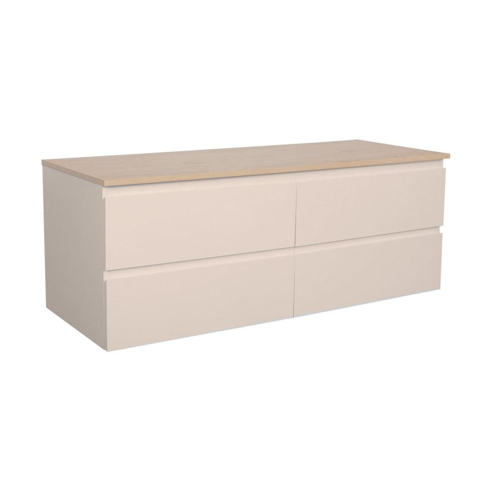 Meuble sous vasque suspendu avec plan de toilette décor chêne 120 cm