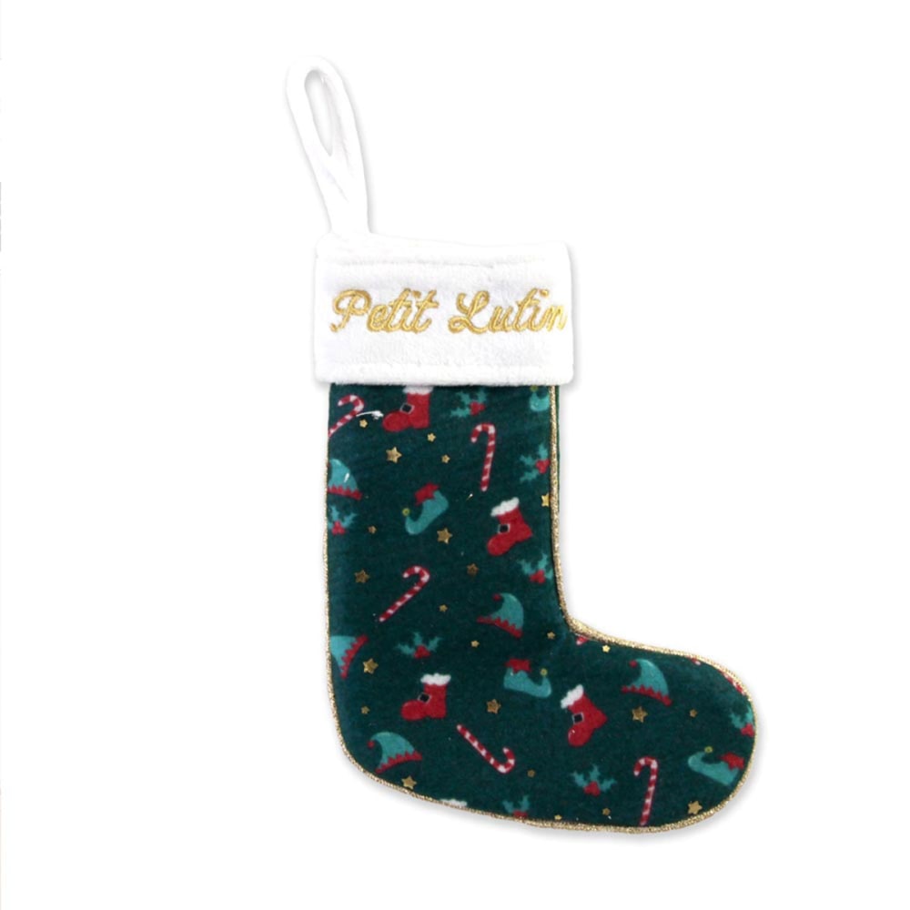 Petite chaussette de noël à suspendre - petit lutin