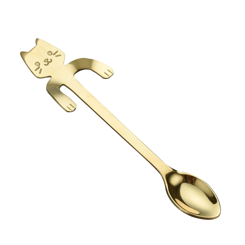 Cuillère en inox doré en forme de chat