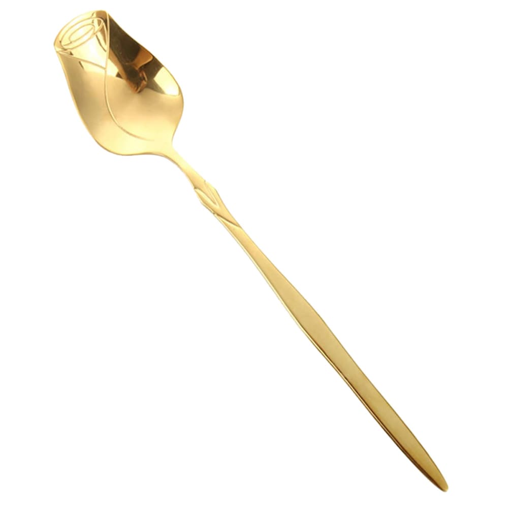 Cuillère bouton de rose en inox doré