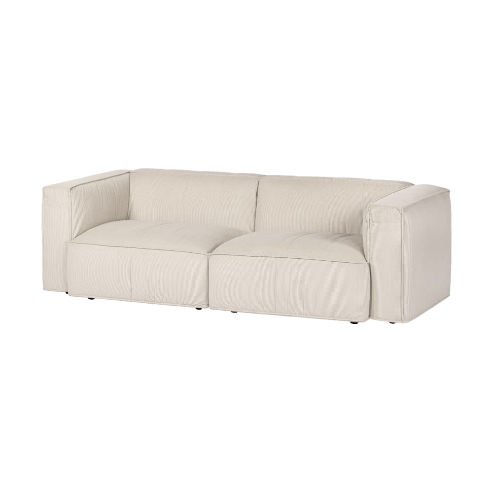 Canapé 3 places Lobi beige en tissu velours côtelé 243 cm