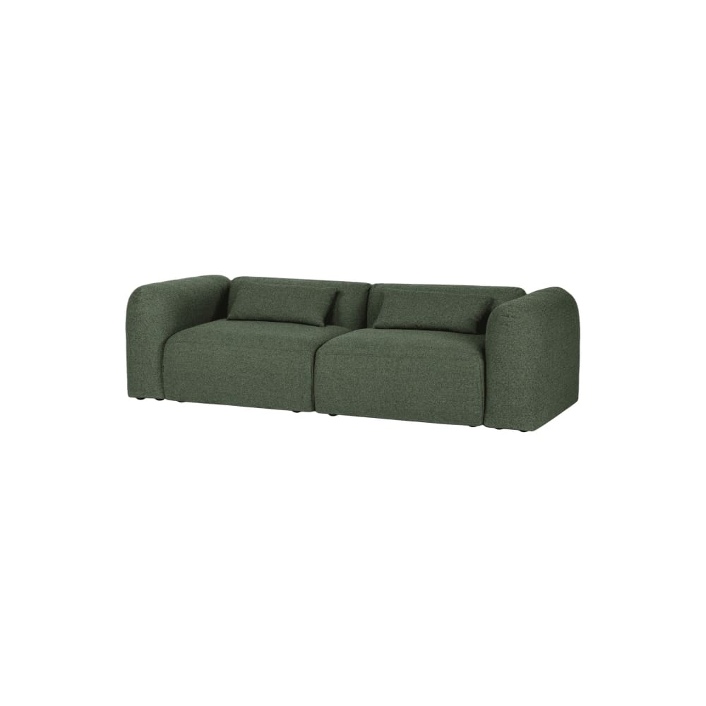 Canapé 3 places Yaro 263 cm, vert foncé en tissu bouclé