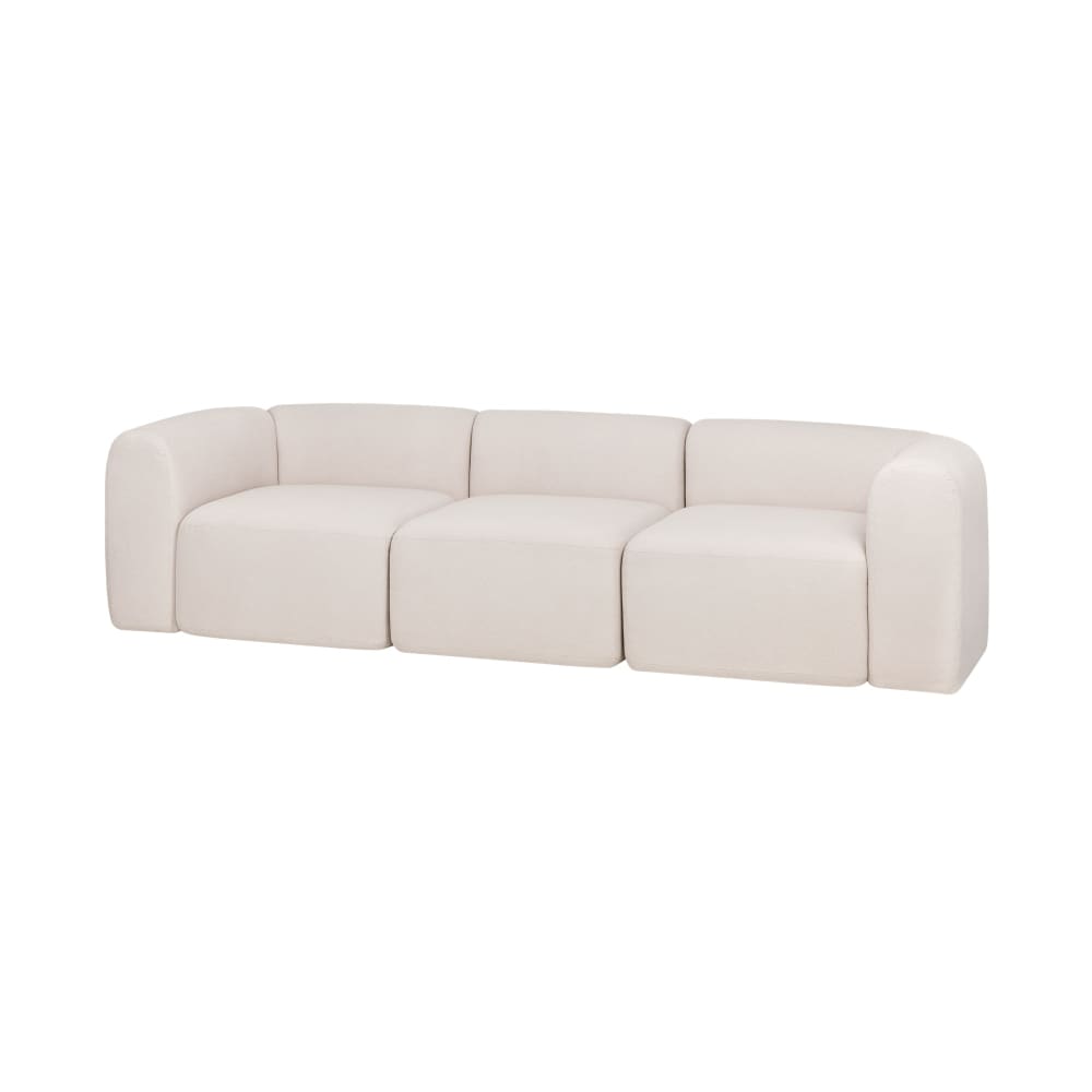 Canapé 3 places Flom 262 cm aux formes arrondies, beige froid