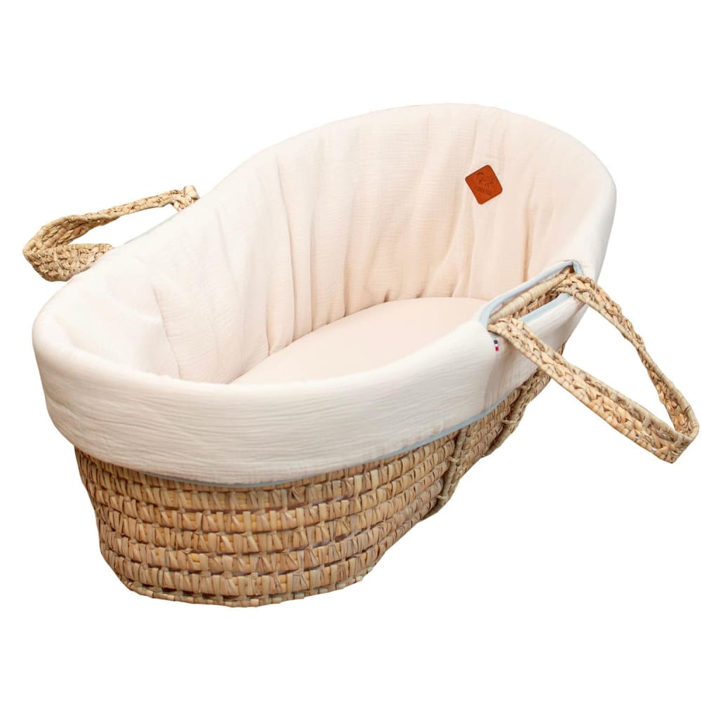 Habillage couffin bébé gaze de coton beige taille unique