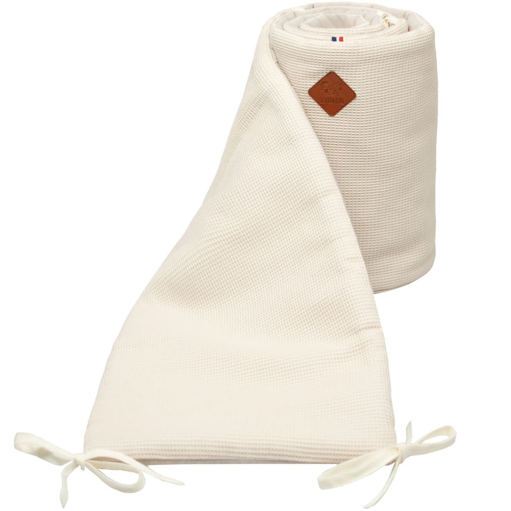 Tour de lit bébé réversible nid d'abeille beige dès la naissance