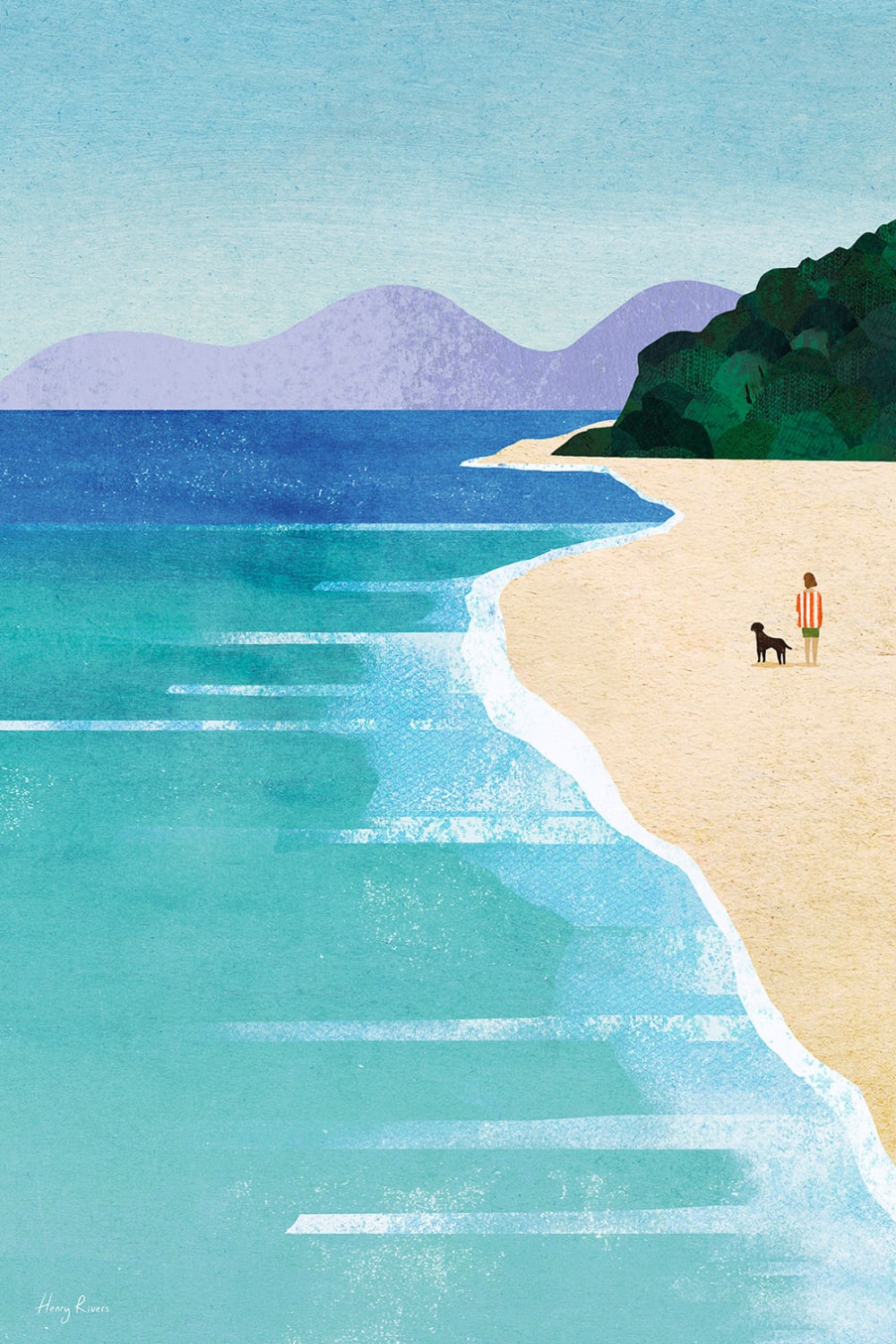 Tableau neo vintage beach girl iii imprimé sur toile 60x90 cm