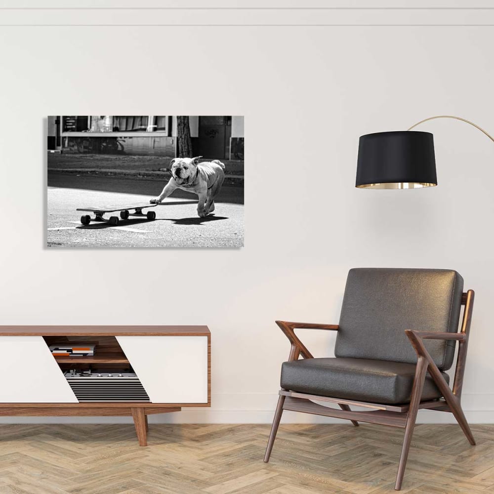 Tableau animaux skate dog  imprimé sur toile 90x60 cm