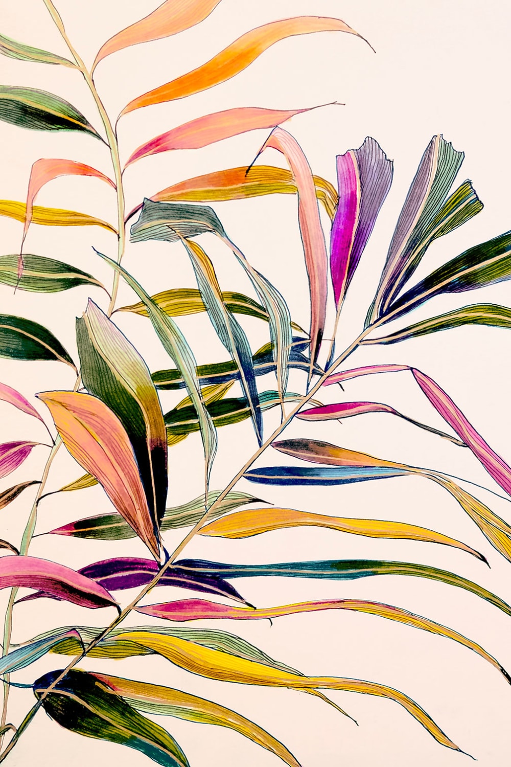 cuadro flores palma color impresion sobre lienzo 60x90cm
