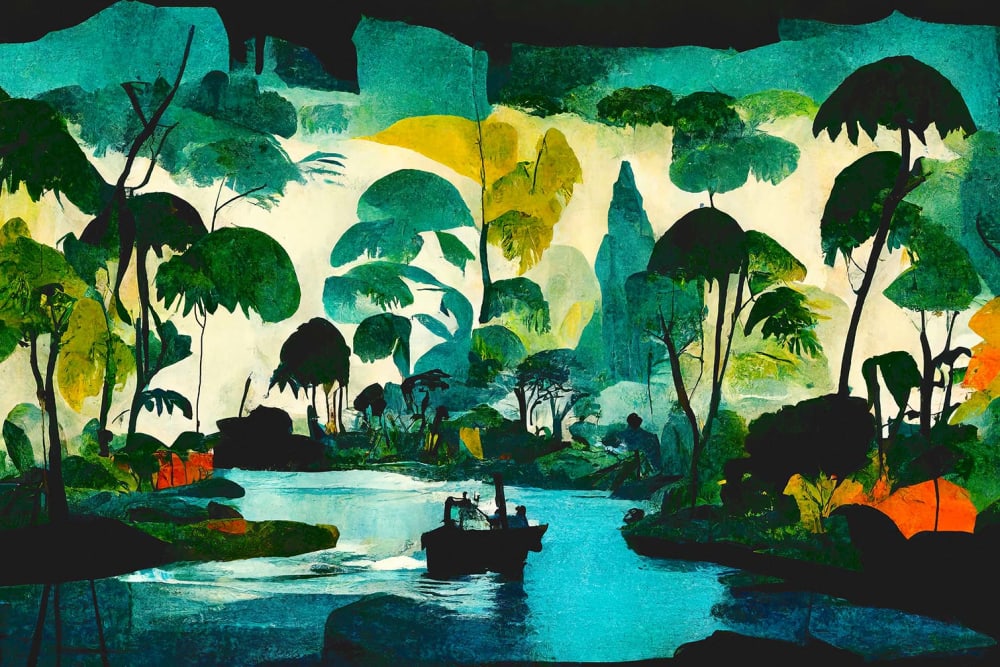 Tableau jungle bienvenue dans la jungle  imprimé sur toile 90x60 cm