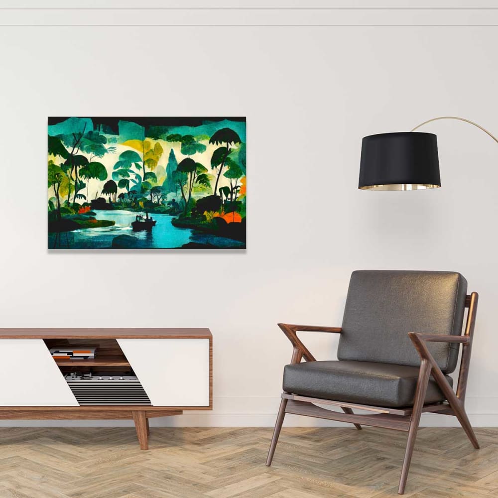 Tableau jungle bienvenue dans la jungle  imprimé sur toile 90x60 cm