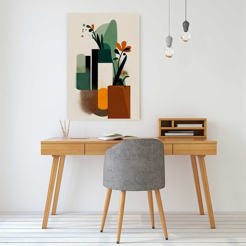 Tableau de fleurs vases geometriques imprimé sur toile 60x90 cm — vue 3