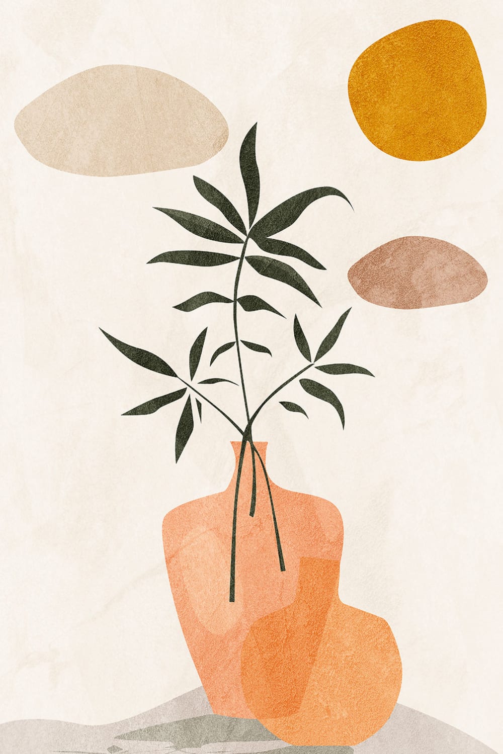 Tableau organique vase et minimalisme imprimé sur toile 60x90 cm