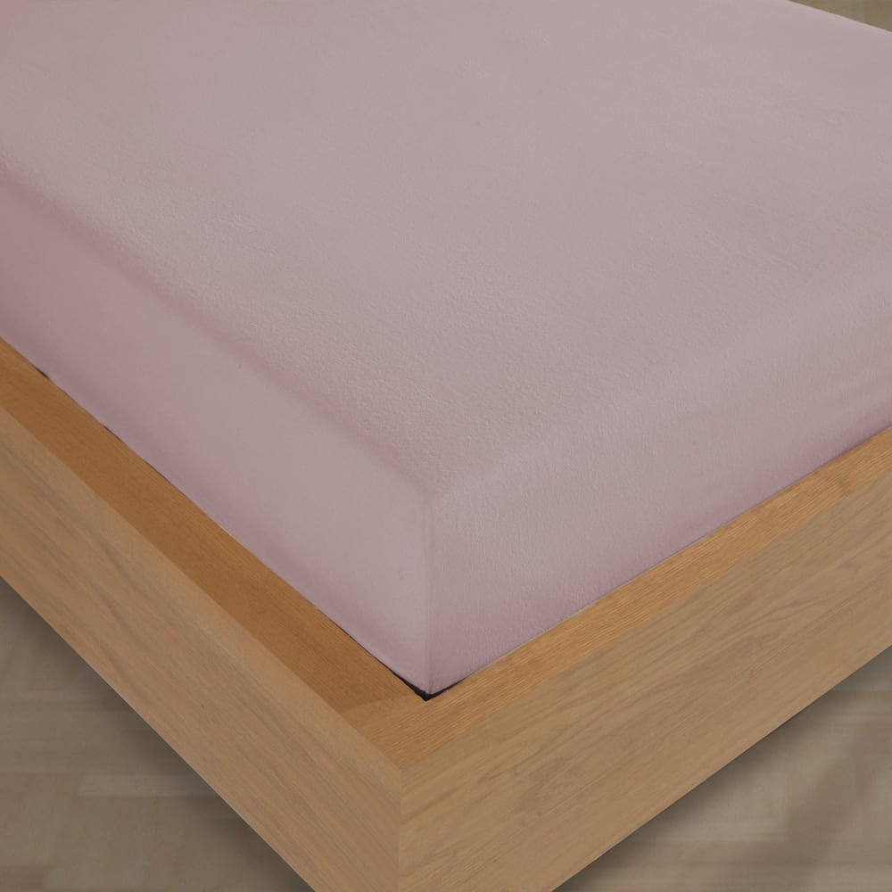 Drap housse 180x200 cm Flanelle de coton rose