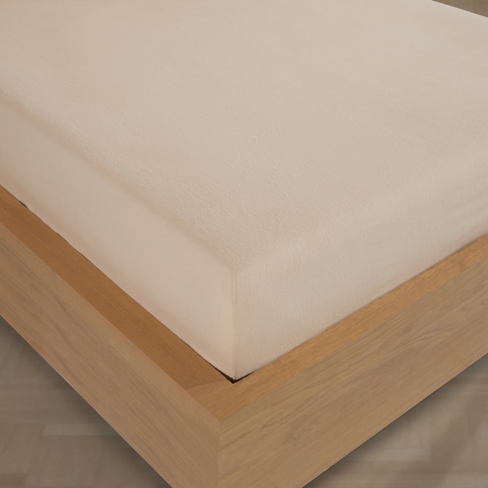 Drap housse 160x200 cm Flanelle de coton beige