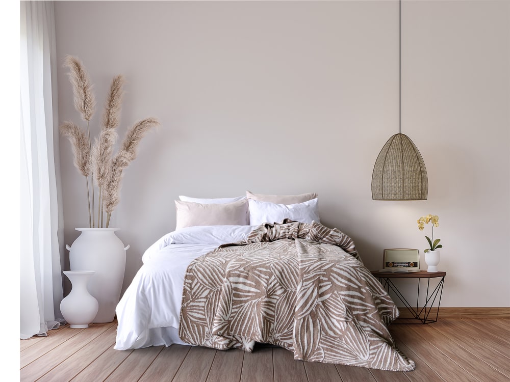 Blanc Avenue Decke/Überwurf 150x200 cm beige Öko-Tex Zertifikat - Baumwolle
