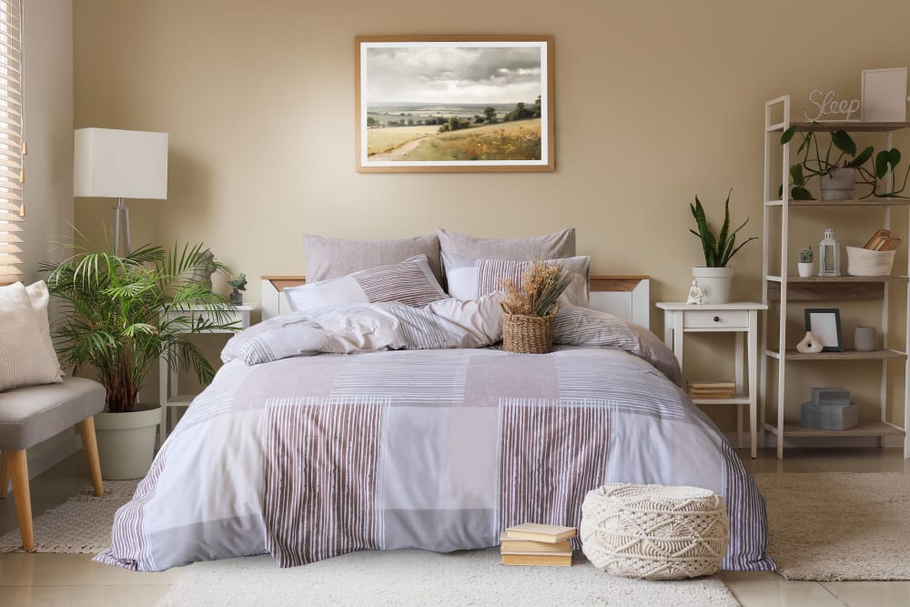 Parure de lit 1 personne 140x200 cm coton imprimé