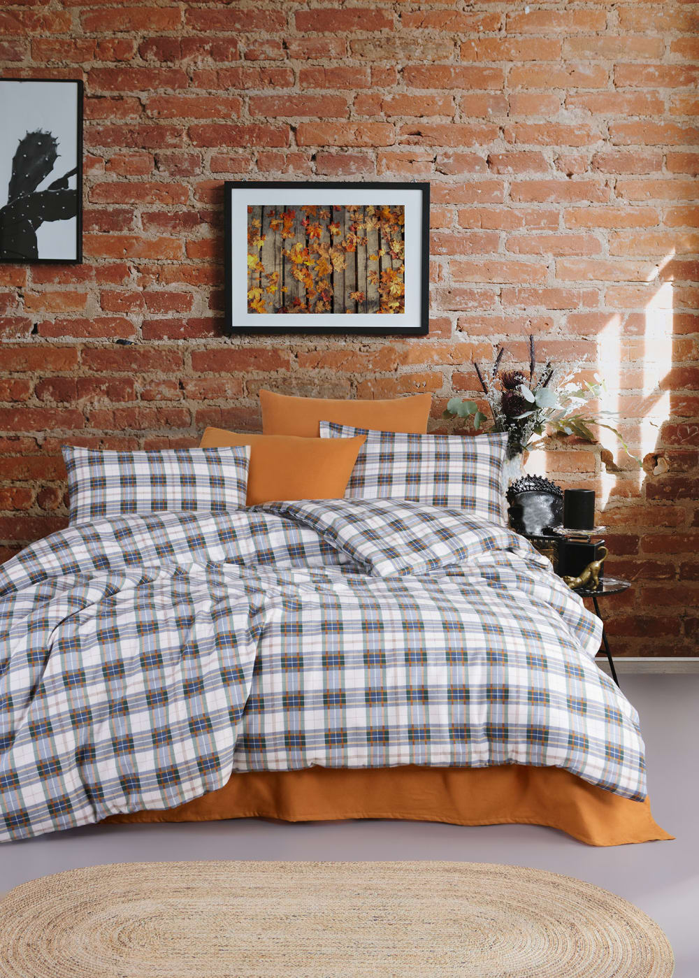 Blanc Avenue Bettwäschegarnitur 240x220 cm+2 Kopfkissenbez 65x65 cm-Baumwollflanell Grün Öko-Tex Zertifikat Baumwolle