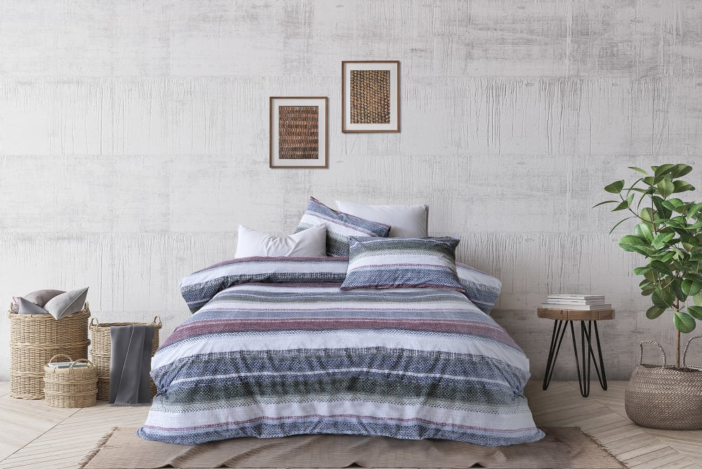 Blanc Avenue Bettwäschegarnitur 1 Bettbezug 200x200 cm+2 Kopfkissenbez 65x65 cm Mehrfarbig Öko-Tex Zertifikat Baumwolle