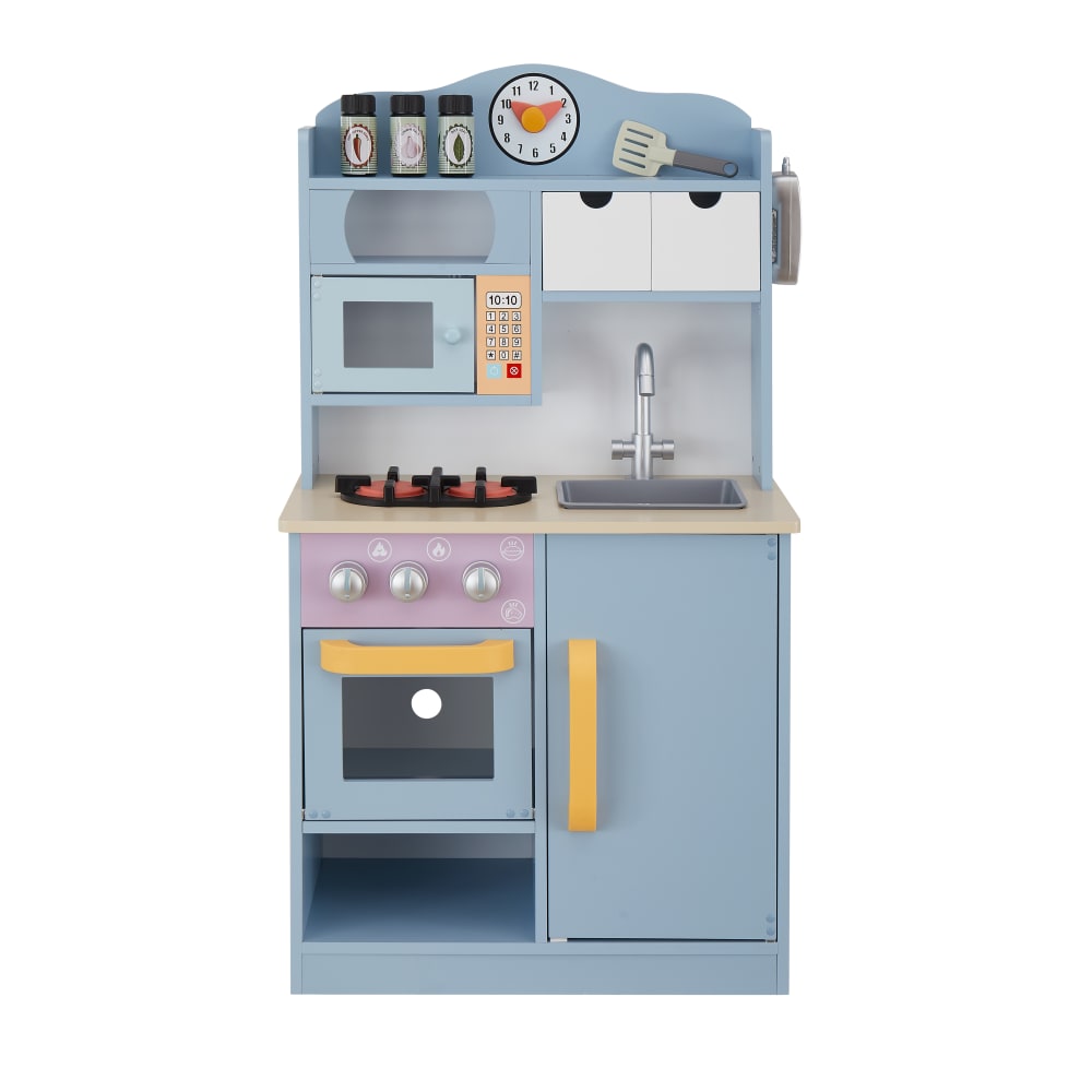 Teamson Florence Holz-Spielküche mit Herd, Spüle & Zubehör, Blau, 90 cm style modern BLAU HOLZ Kinder