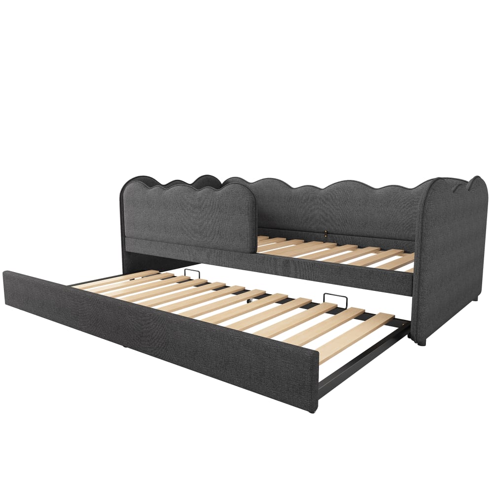 Lit enfant lin gris 90x190 - nid