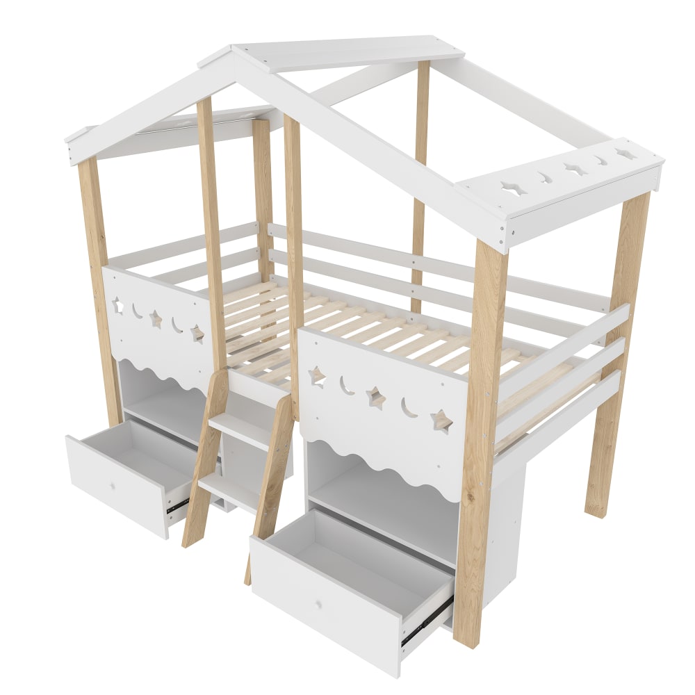Lit cabane mi-haut 90x200