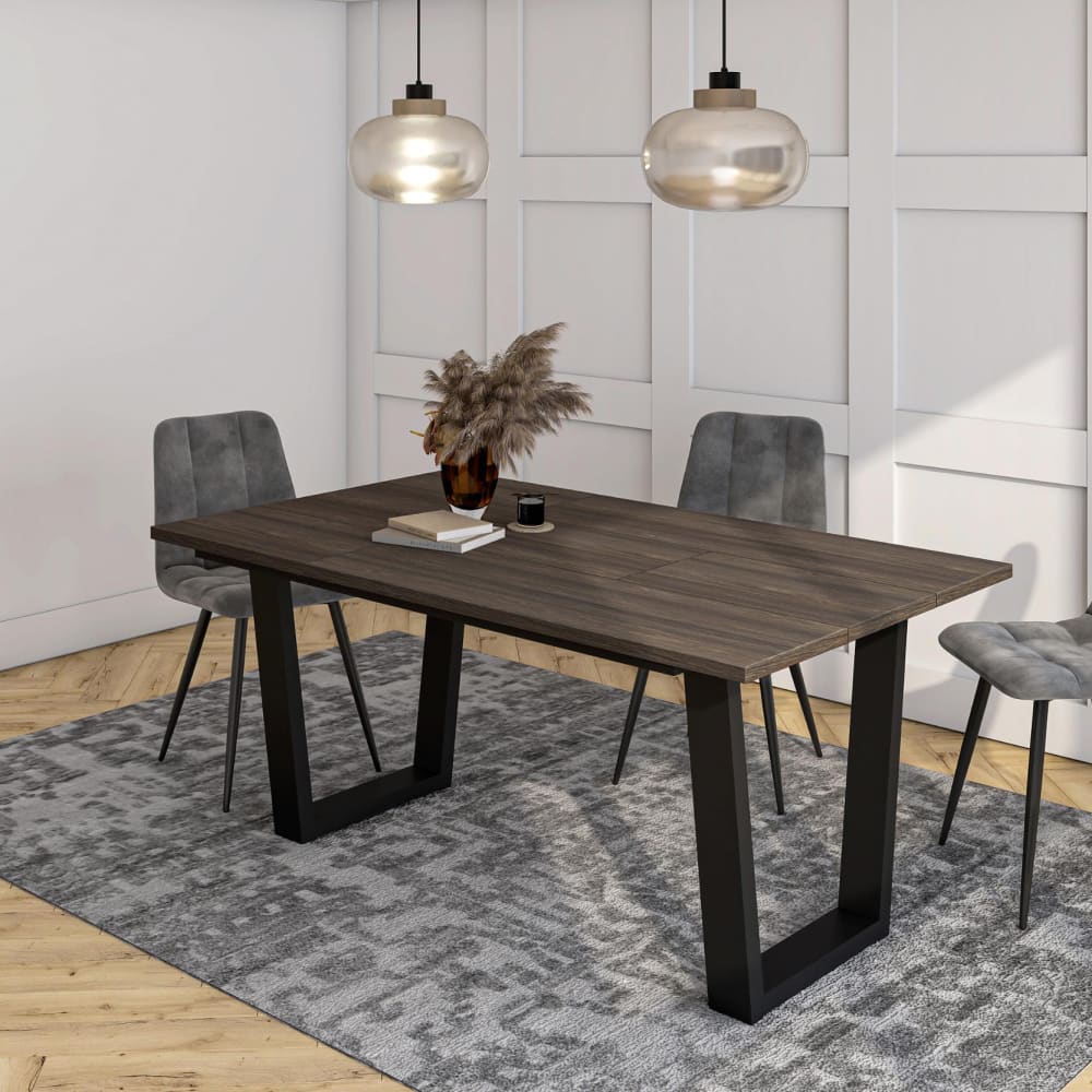 Skraut home Esstisch Holzeffekt dunkle Eiche 167x90x74cm style modern Braun Spanplatte