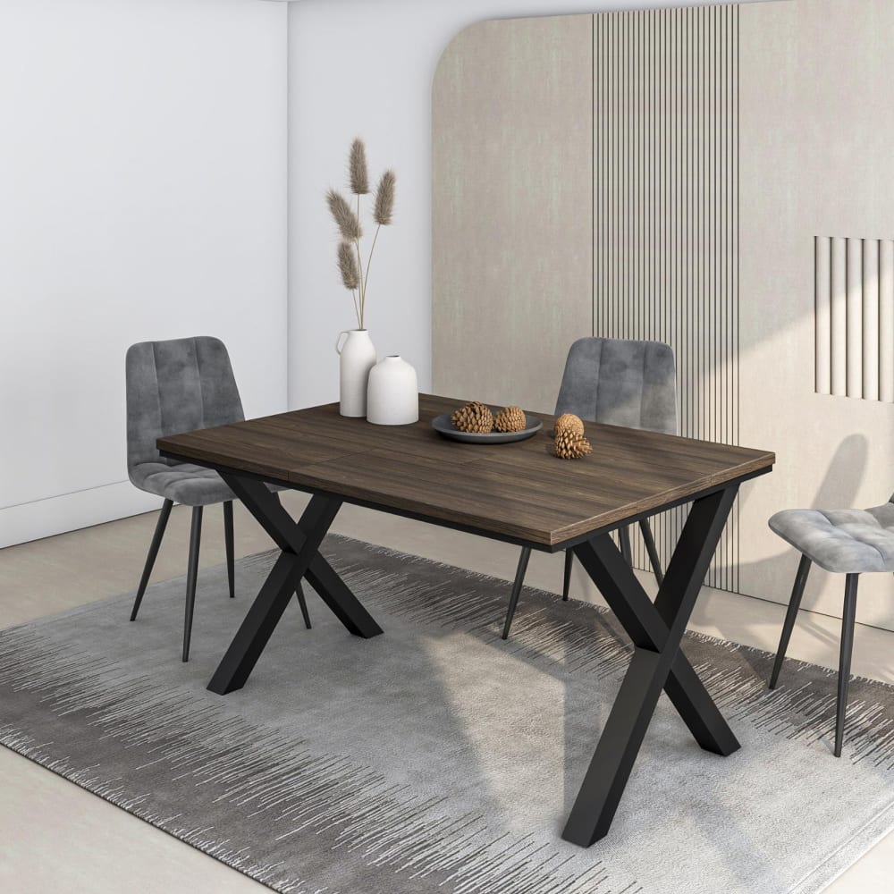 Skraut home Esstisch Holzeffekt dunkle Eiche 140x90x74cm style modern Braun Spanplatte